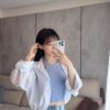 S__4268661_0 慵懶系神裝!削肩背心+短版縮口襯衫套裝