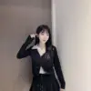 POLO領假兩件撞色上衣