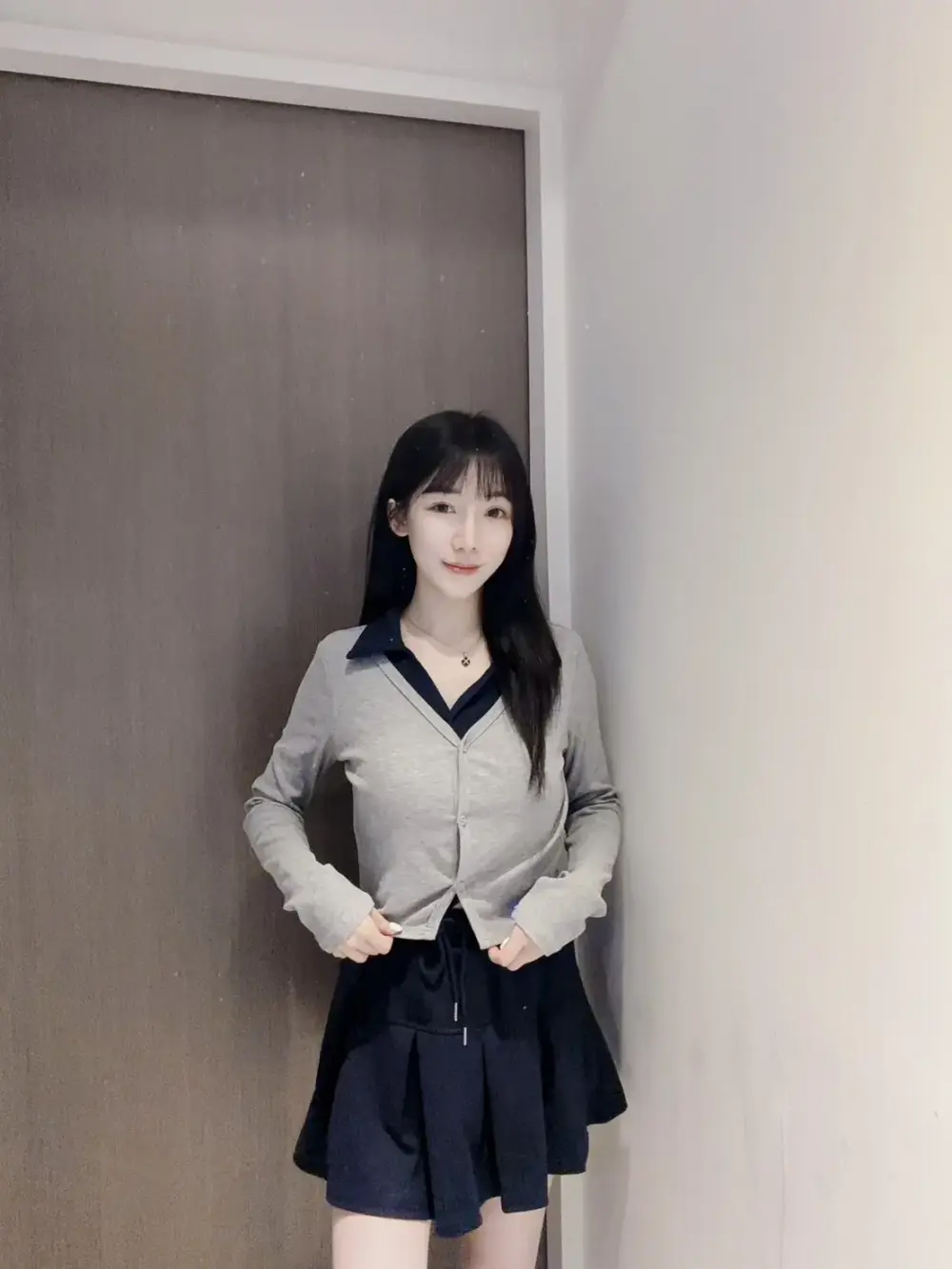 POLO領假兩件撞色上衣