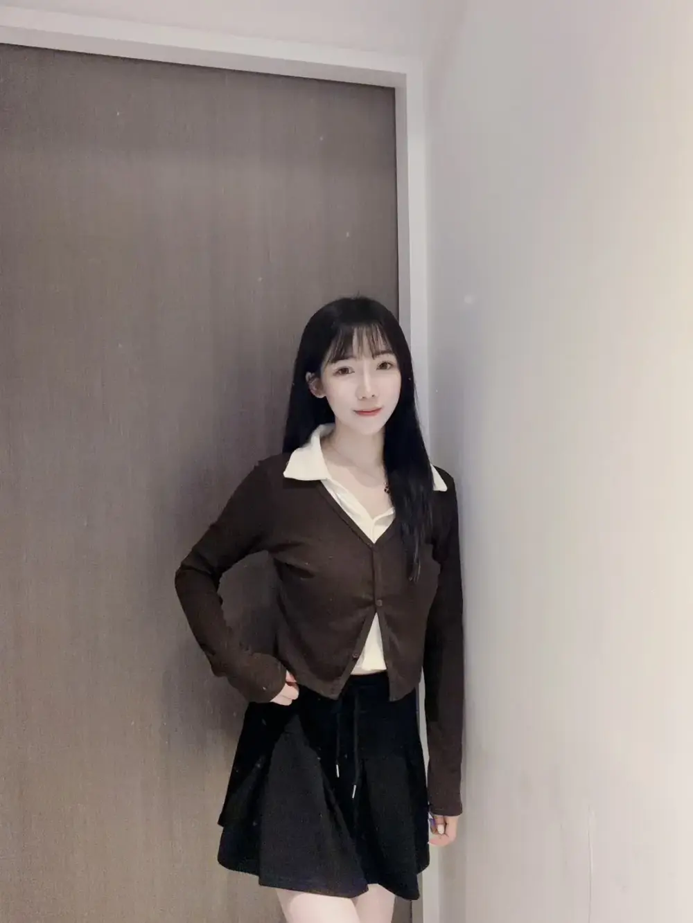 POLO領假兩件撞色上衣
