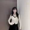 POLO領假兩件撞色上衣