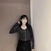 雙層拉鏈假兩件拼色上衣