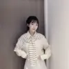 韓系銅氨絨配披肩襯衫