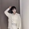 韓系銅氨絨配披肩襯衫