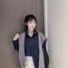 韓系銅氨絨配披肩襯衫