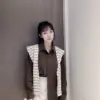 韓系銅氨絨配披肩襯衫